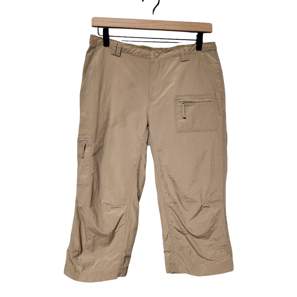 THE NORTH FACE Capri Pants Womens 6 Khaki Cargo Hiking Nylon Outdoor Trails - Picture 2 of 11